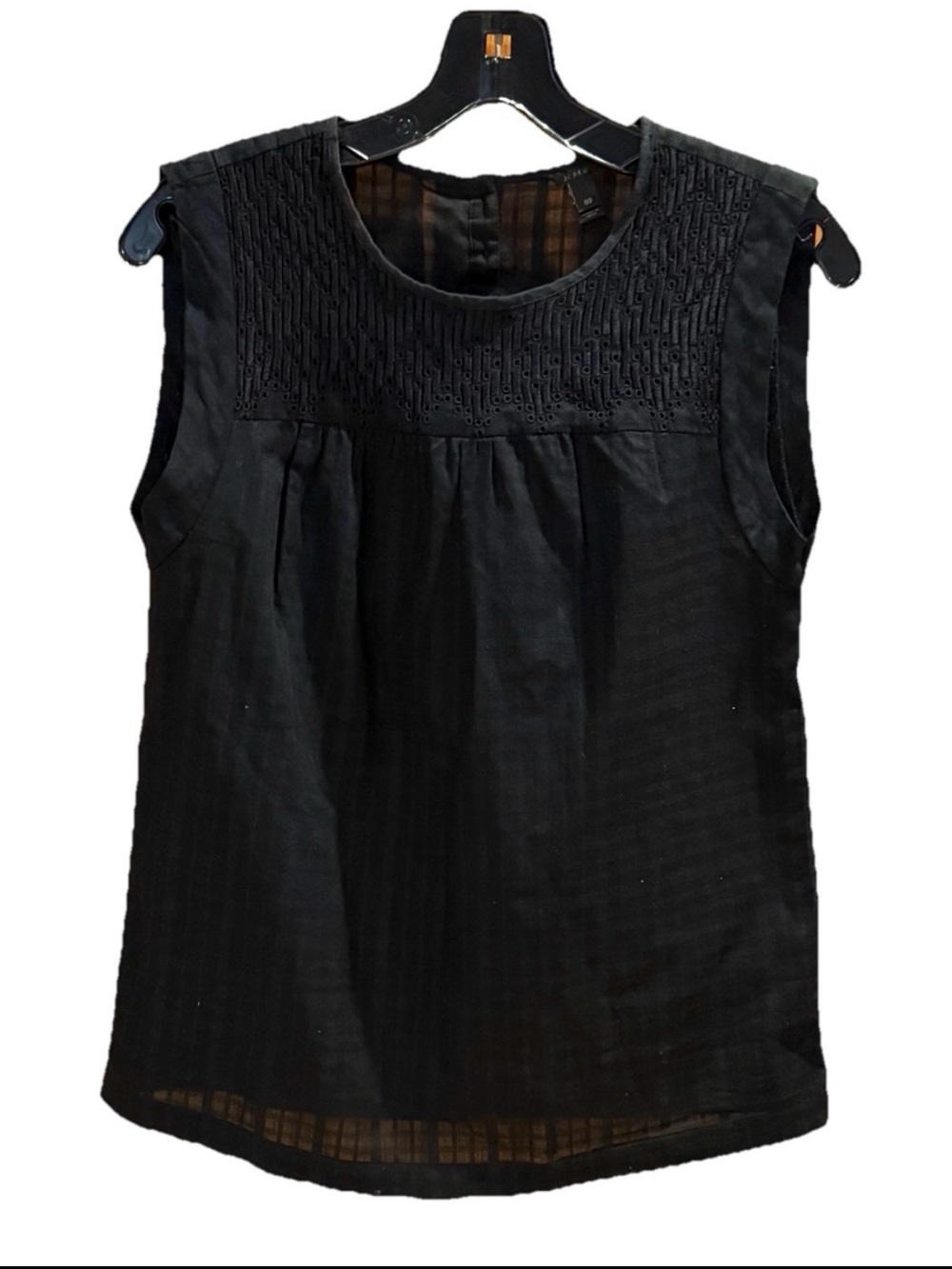 J Crew Black Sleeveless Embroidered Top Lined Women’s Size 00